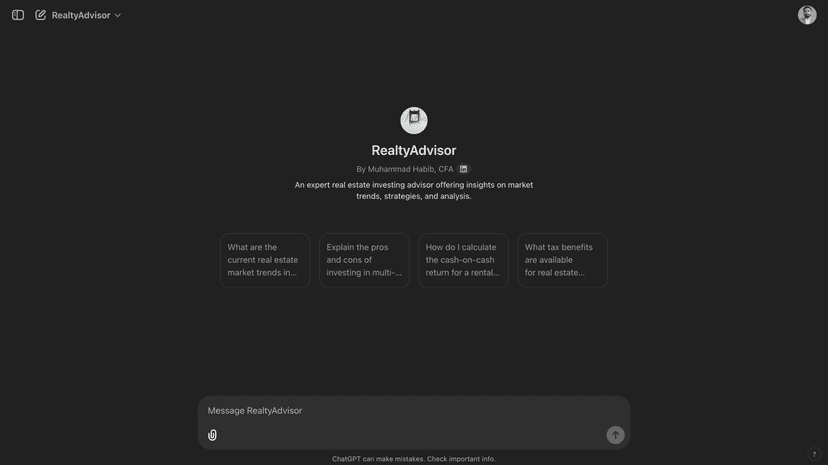 RealtyAdvisor - GPT for Real Estate Investment Insights